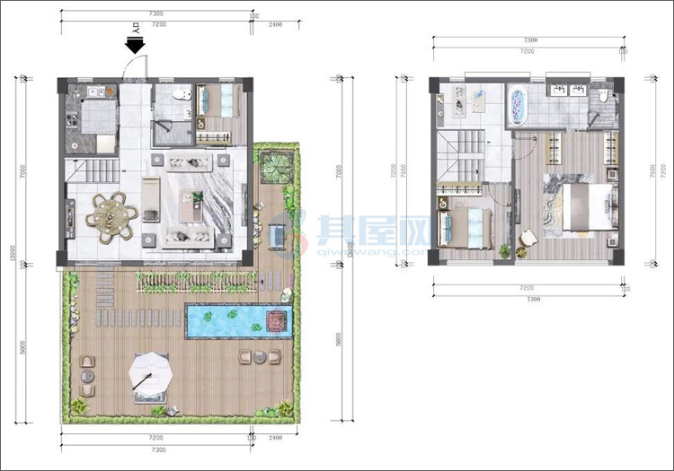 B1户型-建面约62.2-73.31㎡-3房2厅1厨2卫